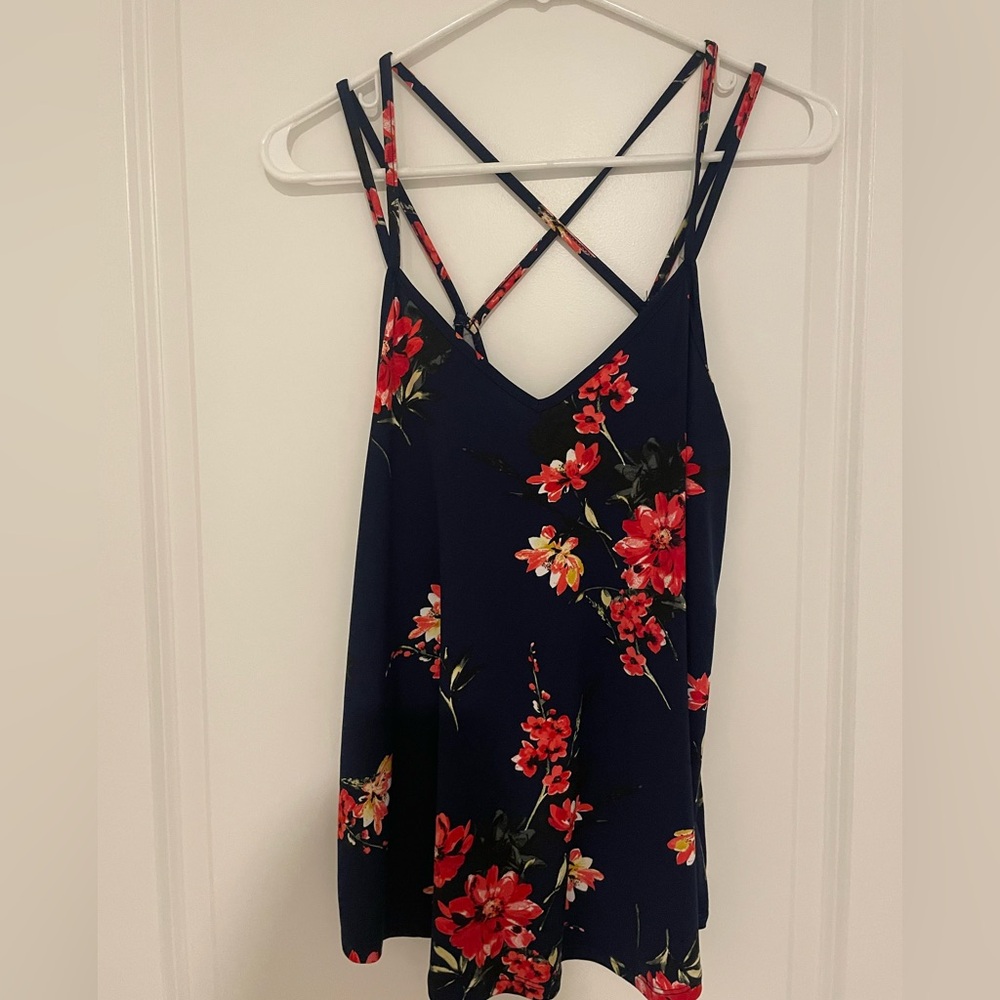 Blue floral tank top
